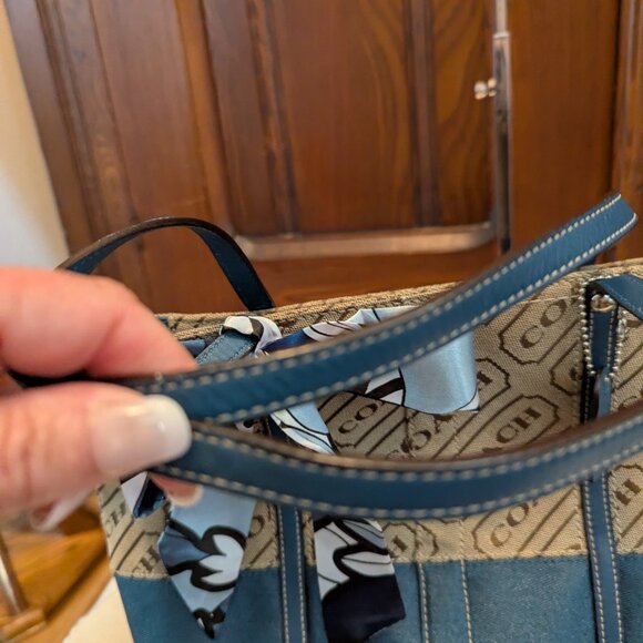 Y2K Coach F12252 Signature Striped Lozenge Tote Bag - Picture 10 of 12